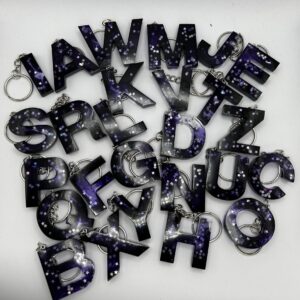 Initial Resin Keyring A-Z - 1 pc - Any Colour