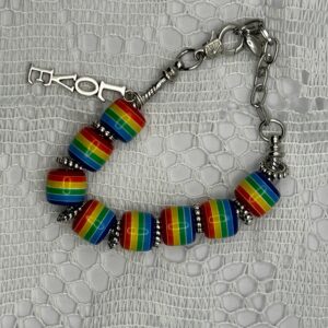 Beaded Rainbow Bracelet with Love Charm